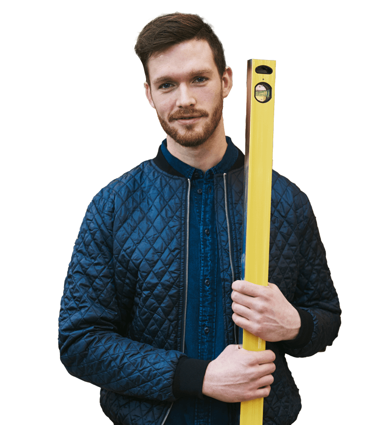 Workman with spirit level